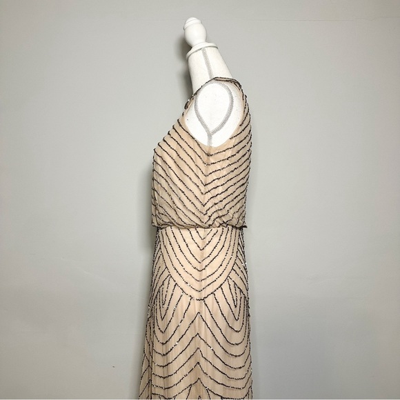 Adrianna Papell Beaded Art Deco Blouson Halter Dress - Picture 5 of 8